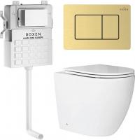 Унитаз приставной Roxen Antares в комплекте с инсталляцией Roxen Attach 5 в 1 968415 (кнопка: брашир