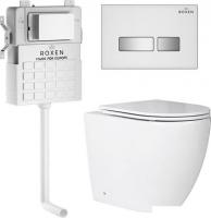 Унитаз приставной Roxen Antares в комплекте с инсталляцией Attach 5 в 1 967095 (кнопка: белый)