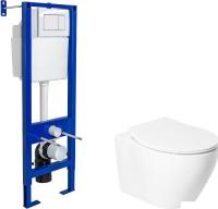 Унитаз подвесной Saniteco KW-99046 + Berges АТОМ 410 040333 (с кнопкой)