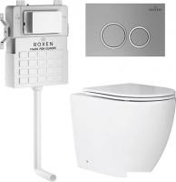 Унитаз приставной Roxen Antares в комплекте с инсталляцией Attach 5 в 1 966902 (кнопка: хром матовый