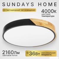 Припотолочная люстра Sundays Home 240924-17 5801 (черный/светлое дерево)