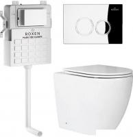 Унитаз приставной Roxen Antares в комплекте с инсталляцией Attach 5 в 1 966891 (кнопка: хром глянцев