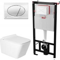 Унитаз подвесной Saniteco KW-9004W в комплекте с инсталляцией + AM101/1120 + M71-BL-01