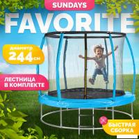 Батут Sundays Favorite Premium 8FT (голубой, с сеткой, с лестницей)