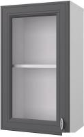 Шкаф навесной Горизонт Ева 40 с витриной (графит софт)