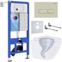 Унитаз подвесной Roxen Antares Tornado в комплекте с инсталляцией StounFix Dual Fresh 6 в 1 968326 (