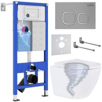 Унитаз подвесной Roxen Antares Tornado в комплекте с инсталляцией StounFix Dual Fresh 6 в 1 968387 (