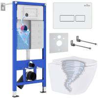 Унитаз подвесной Roxen Antares Tornado в комплекте с инсталляцией StounFix Dual Fresh 6 в 1 968303 (