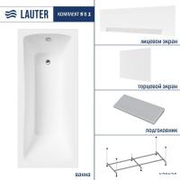 Ванна Lauter Bianca 140 21207140 (с каркасом, серым подголовником, белым лицевым и торцевым экраном)