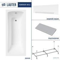 Ванна Lauter Bianca 160х70 21207160 (с каркасом, серым подголовником и белым лицевым экраном)