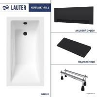 Ванна Lauter Estelle 130х70 21206030 (с ножками, черным подголовником и черным лицевым экраном)