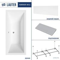 Ванна Lauter Oasis 180 21203080 (с каркасом, серым подголовником и белым лицевым экраном)