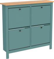 Тумба для обуви Mio Tesoro Сага 113x108 2.08.10.180.16 (темно-бирюзовый/ясень)