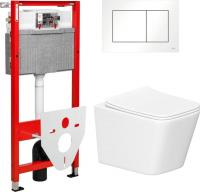 Унитаз подвесной Lauter Square 214903 + TECE Kit 9400413 с кнопкой (белый)