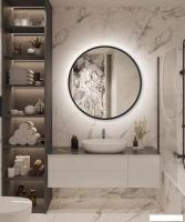 Зеркало с подсветкой  eMZe 90 LED.UV.90.90.CHE.AF.4K (черный с УФ-окантовкой и подсветкой)