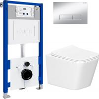 Унитаз подвесной Lauter Square 214903 с кнопкой 219703HD (узкая, сатин)