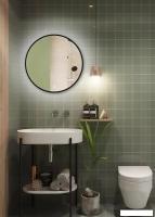 Зеркало с подсветкой  eMZe 80 LED.UV.80.80.CHE.AF.4K (черный с УФ-окантовкой и подсветкой)