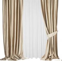 Комплект штор Mio Tesoro Velvet 150x260 + Гардина Вуаль 300х260 (капучино, белый)