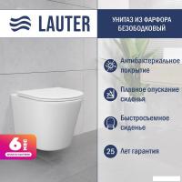 Унитаз подвесной Lauter Longer 2110822 с кнопкой 219702F (квадратная, белый)