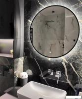 Зеркало с подсветкой  eMZe 70 LED.UV.70.70.CHE.AF.4K (черный с УФ-окантовкой и подсветкой)