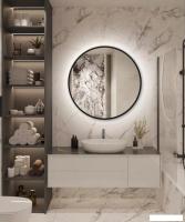 Зеркало с подсветкой  eMZe 60 LED.UV.60.60.CHE.AF.4K (черный с УФ-окантовкой и подсветкой)