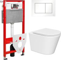 Унитаз подвесной Lauter Longer 2110822 + TECE Kit 9400413 с кнопкой (белый)