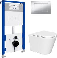 Унитаз подвесной Lauter Longer 2110822 с кнопкой 219703J (прямоугольная, сатин)