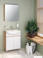 Runo Тумба с умывальником Runo Лада 50 + Уют 50 (напольная, блэквуд/белый)