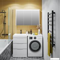 Runo Тумба с умывальником Runo Орион 60 3 ящика + Гамма 120 лайт с правым крылом (напольная, белый)