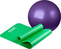 Набор для йоги Sundays Fitness Фитбол IR97402-65 + Коврик IR9750 (фиолетовый, зеленый)