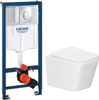 Унитаз подвесной Lauter Square 214903 + GROHE Rapid SL 38721001 (овальная, хром)