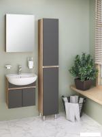 Runo Тумба с умывальником Runo Лада 50 + Уют 50 (подвесная, дуб/графит)