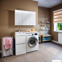 Runo Тумба с умывальником Runo Орион 45 2 ящика + Гамма 105 лайт с правым крылом (напольная, белый)