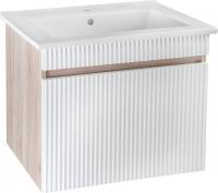 Runo Тумба с умывальником Runo Модена 75 + Оскар 75 (подвесная, крафтовый дуб)