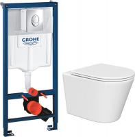 Унитаз подвесной Lauter Longer 2110822 + GROHE Rapid SL 38721001 с кнопкой (овальная, хром)