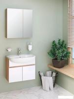 Runo Тумба с умывальником Runo Лада 60 + Уют 60 (подвесная, блэквуд/белый)