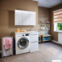 Runo Тумба с умывальником Runo Орион 45 2 ящика + Гамма 105 лайт с левым крылом (напольная, белый)