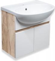 Runo Тумба с умывальником Runo Лада 60 + Уют 60 (подвесная, крафтовый дуб)