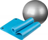 Набор для йоги Sundays Fitness Фитбол IR97402-75 + Коврик 1см IR97506 (серебристый, голубой)