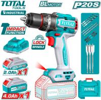 Ударная дрель-шуруповерт Total TIDLI20868 (с 2-мя АКБ, кейс)