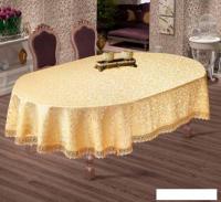 Скатерть DO&CO c гипюром 160x220 8525 (овал, золотой)