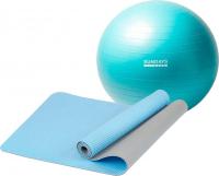 Набор для йоги Sundays Fitness Фитбол 75см IR97403 + Коврик IRBL17107 (голубой, голубой)