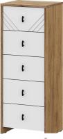 Комод Mio Tesoro Байкал 5 ящиков (дуб золотистый/белый матовый)