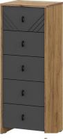 Комод Mio Tesoro Байкал 5 ящиков (дуб золотистый/графит)