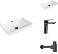 Умывальник Lauter 21441B + Sky 21СК533BS с сифоном 21635B (черный матовый)