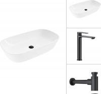 Умывальник Lauter 21393-70 + Moon 21СК8691BS с сифоном 21635B (черный матовый)