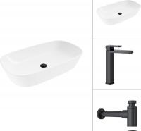 Умывальник Lauter 21393-70 + Cascade 21СК0655BS + сифон 21635B (черный матовый)