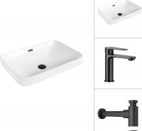 Умывальник Lauter 21441A + Moon 21СК691BS с сифоном 21635B (черный матовый)