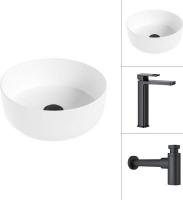 Умывальник Lauter 21499-31 + Cascade 21СК0655BS с сифоном 21635B (черный матовый)