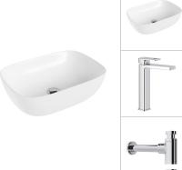 Умывальник Lauter 21493A + Cascade 21СК0655C с сифоном 21635CH (хром)